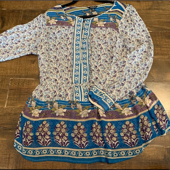 Lucky Brand Tops - Lucky Brand Boho Floral Cinch Top Plus Size 1X